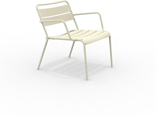 MONDO VIRO Poltrona bassa in metallo verniciato Twist sedia lounge da giardino cm 69x70 72h (Bianco perla)
