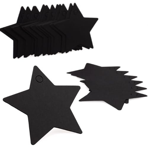 Craft County Geschenkanhänger aus Papier, blanko, perfekt für personalisierte Geschenke, Karten und mehr, 20 Stück, Stern (schwarz)