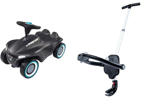 Big-Bobby-Car-Neo Anthrazit - Rutschfahrzeug für drinnen und draußen & Premium-Schubstange - 4-Fach höhenverstellbare Schiebestange, für die Big-Bobby-Car Modelle Classic