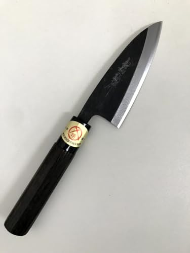 郷右馬允義弘 Gou Umanosuke single blade Kurouchi Aji Kiri 150mm Knife (blacksmith’s finish), Full Length 23cm, Black, Gray