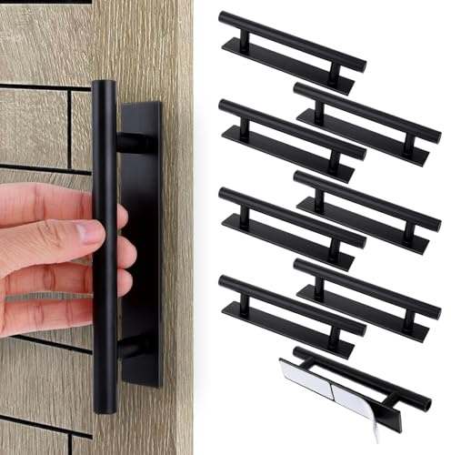 Piriuuo Selbstklebende Schrankgriffe, Türgriffe, selbstklebend, ABS-Kunststoff, zum Abziehen und Aufkleben, für Schubladen, Kleiderschrank, Möbel, Schwarz, 8 Stück