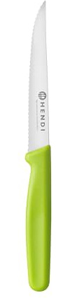 HENDI Couteau à tomates, lame dentelée, couteau à légumes, couteau de cuisine, 214x20x(H)10mm, inox, polypropylène, vert