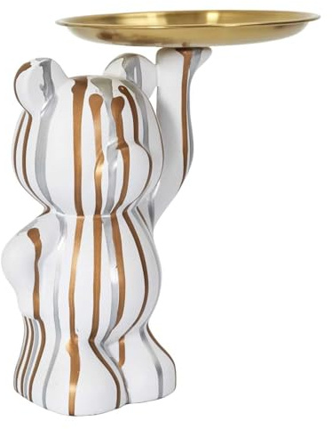 HOME DECO FACTORY - HD0152 Statue Déco Moderne Blanc Vide Poche, Élégant Rangement pour Clés et Bijoux, Finition Brillante, Accessoire Décoratif, Dimensions 20x15 cm