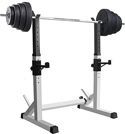 XUANYU Rack Squat Regolabile, Regolabile in Altezza (80-150 cm), Multifunzione Manubri Rack, Riposo Barra Sollevamento Supporto, Carico Max. 200 kg (non includere Barbell) (bianco e nero)