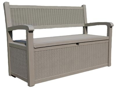 Easylife Garden Storage Bench with Metal Frame, Lockable Garden Storage Box Stores up to 320L of Contents, Supports 227kg Weight, Weatherproof, H89.5xW129.7xD61.4cm - Fully Guaranteed