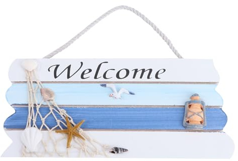 Garneck Herzlich Willkommen Schild Aus Holz Im Maritimen Stil – Nautisches Willkommen Holzschild Für Haustür - Hochzeit Und Partys – Dekoration Für Ihr Zuhause