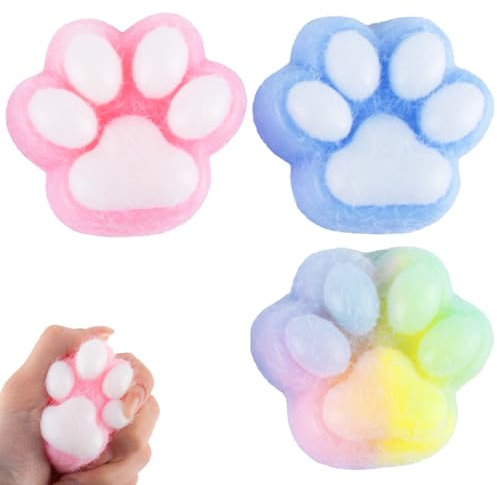 AYNKH 3 Stück Quetschspielzeug in Form einer Katzenpfote, sensorisches Silikon, Anti-Stress, Katzenpfotenspielzeug aus weichem Fell für Mädchen, Jungen, Geburtstagsgeschenke