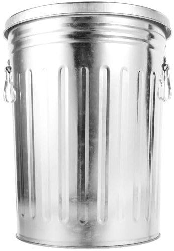 HEALEEP Cubo de Basura Redondo de Hierro Plata 8l con Tapa