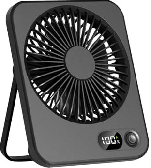 XWLEYW USB Desk Fan Mini Portable – Small Quiet Rechargeable Table Fan with 5 Speeds, LED Display, 180° Adjustable Mini Desktop Fan for Home, Office, Bedroom, Travel, No Battery Required (Black