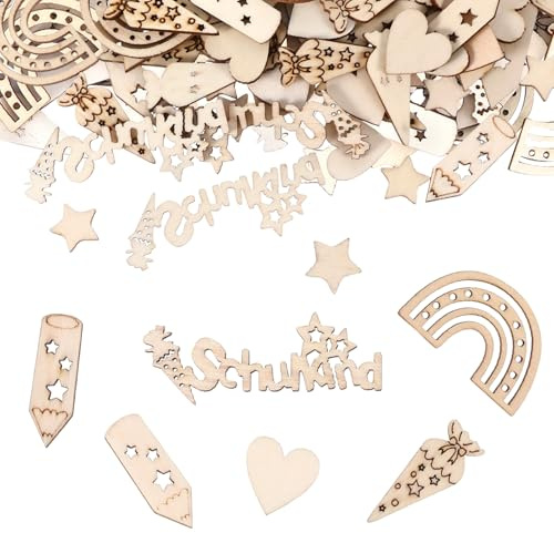 100 Stück Holz Konfetti Tischläufer Einschulung Deko Tischdeko Schuleinführung Schulkind Deko Schulanfang Dekoration Schulanfang Junge Streudeko Einschulung Mädchen Tischdeko Konfetti