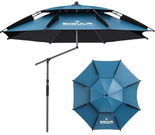 RTVGNSZSJL Ombrello da Pesca Antivento, Ombrellone da Spiaggia Portatile Protezione UV, Ombrello Inclinabile per Viaggi, Patio, Facile da Montare(Blue,2m/6.5ft)