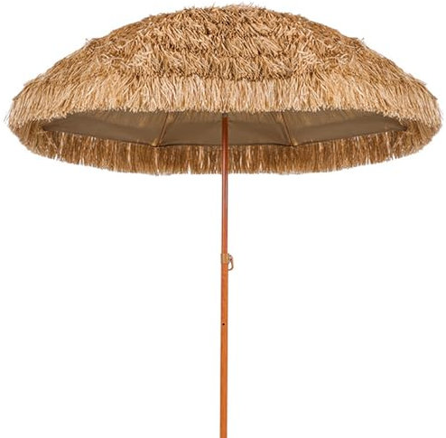 JTPMYFT Ombrellone da Spiaggia con Tetto in Paglia, 8 Stecche, Protezione UPF 50 con Borsa for Il Trasporto inclinata, Adatto for Bar all'aperto, Patio, Giardino, Spiaggia, Piscina, Cortile(1.6m)