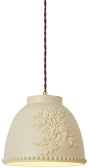 Simple Creative Chandelier Cream Flowerpot Resin Pendant Light Hand Carved Single Head Dining Table Hallway Hanging Lamp Study Room Chandeliers Hotel Balcony Lighting Fixture E27 Base Hanging