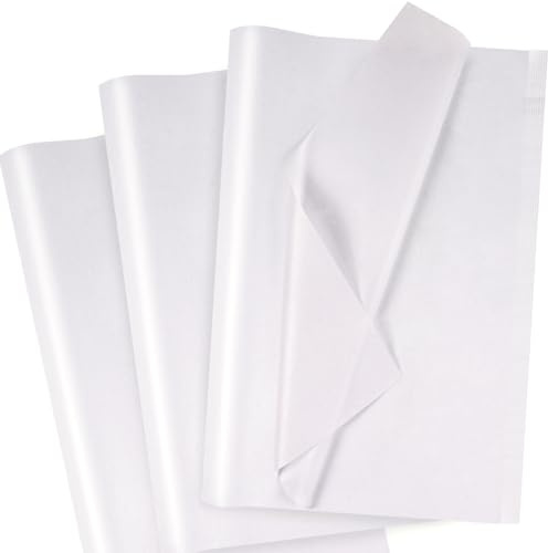 Weißes Geschenkpapier Seidenpapier, 120 Blatt Seidenpapier Verpackungsmaterial, 50 x 35 cm Tissue Paper Bulk, Transparentpapier Bastelpapier für Geburtstag, Hochzeit, Weihnachten, Party