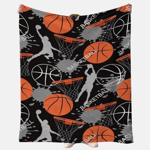 FCXVXCL Baloncesto Manta de Dibujos Animados, Manta para Niños y Niñas Lindo Patrón de Football Animales Franela de Felpa de Dibujos Animado Mantas Mullida de para Sofá Cama Sofá 100x150CM