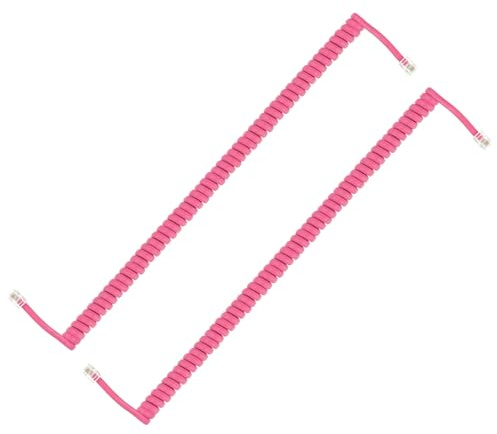 PATIKIL 2 Pack Fil Téléphonique Combiné, 13.1 Pieds(Enroulé 1.96 Pieds) RJ9/RJ10 4P4C Fil De Combiné Universel Câble Téléphonique Accessoire De Combiné, Rose