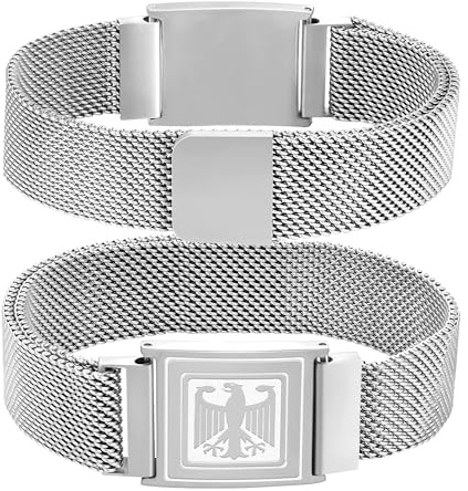 Halora Armband Herren Silber, Deutschland Adler Armbänder Edelstahl Bundesadler Herrenarmband Männer Geschenke