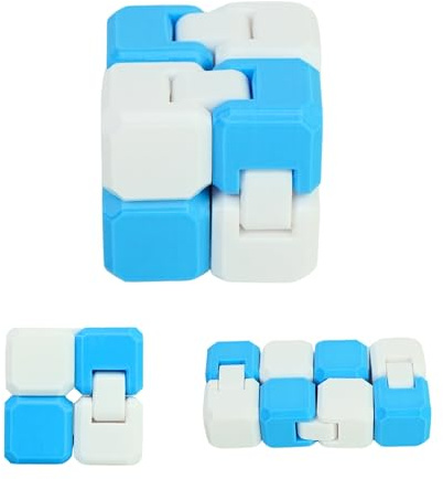 Fidget Cube Infini Clicker Anti-Stress Idées Cadeaux Adultes - Anniversaire Noel Fêtes Anxiété Format de Poche Bureau Petit Léger Gadget Animal Pression Touche (Bleu et Blanc)