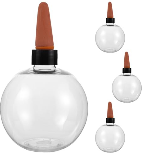 Toyvian 4 Globos de riego: Bombilla de riego automático de plástico de 500 ml con púas de cerámica - Regadera de liberación Lenta para Plantas de Interior