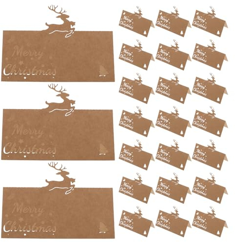 Alipis Lot de 50 marque-places de Noël : cartes de nom de Noël, flocons de neige, rennes, étiquettes de nom de table vierges pour les fêtes d'hiver
