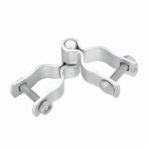 sourcing map Bisagra de poste de puerta de valla de eslabones de cadena, acero galvanizado de 1-1/4 pulgadas, bisagra de poste de valla de acero galvanizado resistente con pernos y tuercas para tubo