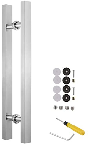 Genérico Manija de Puerta Moderna de Doble Cara con Accesorios, manija de Puerta corrediza para Granero, Oficina, Vidrio, Puerta, Juego de manijas inoxidables, 50, 60, 80 y 120 cm de Largo.