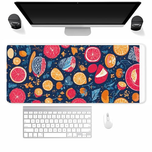 Tainrun Alfombrilla De Ratón Gaming Grande, 900x300mm Alfombrilla Escritorio XXL Mejora la Precisión y la Velocidad, con Base de Goma Antideslizante Mousepad para PC y Portátil (Mundo de la Fruta)