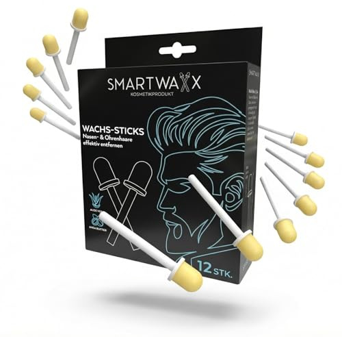 SMARTWAXX – 12 Wachs-Sticks zur Entfernung von Nasen- & Ohrenhaaren | Die hygienische und langanhaltende Art der Nasenhaarentfernung ohne Trimmer | In 15 Sekunden einsatzbereit, sanft zur Haut | Hygienisch und langanhaltend, Ohne Trimmer, In 15 Sekunden einsatzbereit, Sanft zur Haut