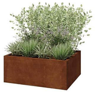 MySteel | Cortenstahl Pflanzkübel - Rechteckig - 100x80x40cm - Rostfarbe - ohne Boden