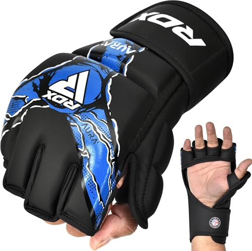 RDX Grappling Gloves Aura Plus F-17, MMA Handschuhe für Herren und Damen | Handschuhe mit verstärktem Daumenschutz, MMA Sparring Handschuhe für Sparring & Training, MMA Boxhandschuhe aus Kunstleder