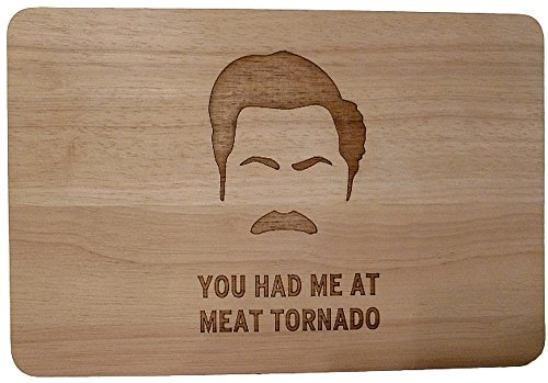 Fastcraft Ron Swanson Meat Tornado Gift Wooden Chopping Cutting Cheese Board Place MAT Engraved Wood Baking Present (Premium Hardwood 35x24x1.5 cm)