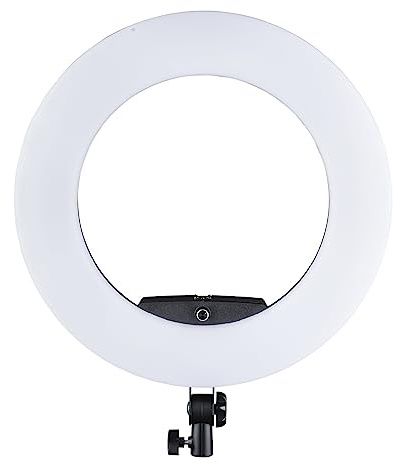 Walimex pro Medow 960 Pro LED-Ringlicht, Ringleuchte Bi-Color 3200-5500 K, dimmbare Videoleuchte mit Fernbedienung 96 W, kompatibel mit verschiedenen Lampenstativen