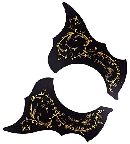 Shiwaki 2 Stück Pickguard Schlagschutz Schwarz mit Blumenmotiv für Akustik Gitarre Konzertgitarre und Westerngitarre