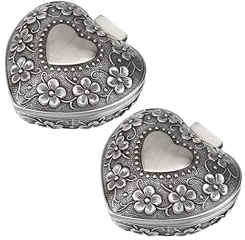 Zasvec Schmuckdose 2 Stück Klein Schmuckkästchen Schmuckschatulle Schmuckaufbewahrung Schmuckbox Schmuckkästen Ringschachtel in Herzform Ring Box Geschenk Kasten Organizer
