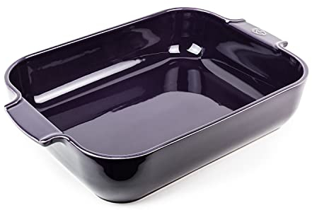 PEUGEOT - Rectangular Ceramic Baking Dish - 40 cm (including handles) x 25.7 cm x 7.5 cm - Capacity: 5.2 L - 8-10 Servings - 10 Year Guarantee - Made In France - Eggplant Colour