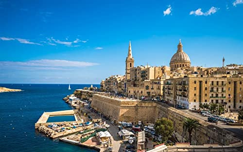 Haeran River Full Drill La Valletta La Capitale Di Malta Il Grand Port Antichi Edifici Fai Da Te Pittura Diamante 5D Per Numero Kit Unici Decorazione Della Parete Di Casa