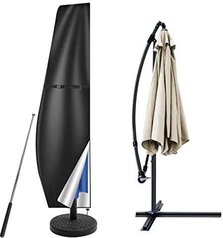 wiipara Sonnenschirm Schutzhülle mit Stab, Abdeckung für Sonnenschirm 2m bis 3m Große Ampelschirm Schutzhülle, UV-Schutz, Wetterfeste, Winddicht und Schneesicher, 265x40/70/50cm