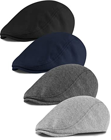 KUTTOR 4 Pieces Newsboy Men's Hat - Flat Cap Soft Stretch Fit Men's Cap - Cabbie Hunting Cap - Ivy Hat for Men - Outdoor