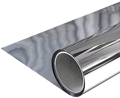 DecoMeister Vinilo Espejo para Ventanas 80x150 cm - Lámina Protector Solar Privacidad Unidireccional - Película Adhesiva Anti Calor y Protección UV, Efecto Espejo Plateado - Instalación Interior