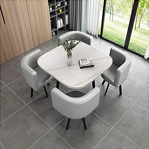 Esstisch Set, Bürotisch und Stuhl-Set, kleiner Konferenztisch, moderner Konferenzraum-Couchtisch mit Stuhl, platzsparender kleiner Besprechungstisch, Verhandlungstisch und Stuhl-Sets ( Color : Light g