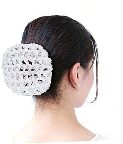 Ipetboom Haarnetz Für Dutts Mesh Elastisch Weiß Damen Kopfschmuck Perlendekoration Frisur Accessoires Mit Sicheren Halt Und Komfort