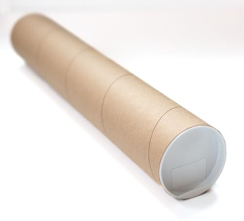 Packhorse Supply 2-pack Kraft Mailing Tubes with Caps | 3-inch x 18-inch Usable (19 total length) | Heavy-Duty Cardboard Poster Tubes for Shipping and Storage of Documents and Art