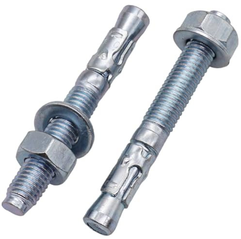 SKIR'CO (8 Stück) Verzinkte Keilanker M10 x 80 mm, Metalldübel, Ankerbolzen, Mauerwerkdübel, Betonanker