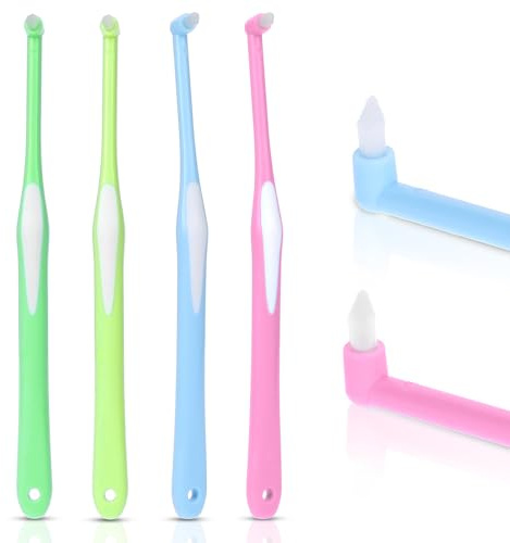 Ouligay 4 Stück Einbüschelzahnbürste Tuft Zahnbürste Einbüschelbürste Getuftet Bürste Weich Büschelzahnbürste Trimm Zwischenraum Bürste für kieferorthopädische Zahnspangen und Brücken Detail Reinigung