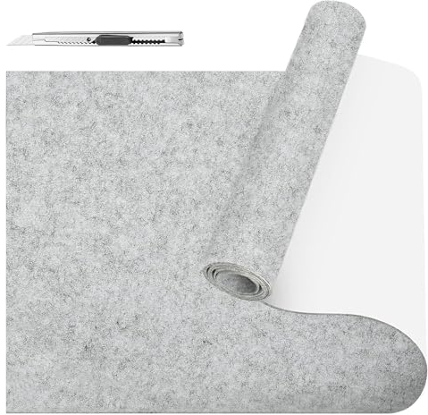 Fondlife Filz Selbstklebend,Selbstklebender klebriger Filz,2mm Filzgleiter Selbstklebend Möbelgleiter,Self-Adhesive Felt für Couch,Tischbeine,DIY (Hellgrau, 150 * 40cm)