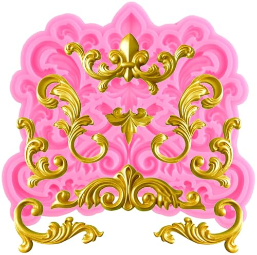 XMOLDNMS Molde barroco para fondant, diseño de flores, para decoración de tartas, cupcakes, caramelos, chocolate, arcilla polimérica, pasta de goma