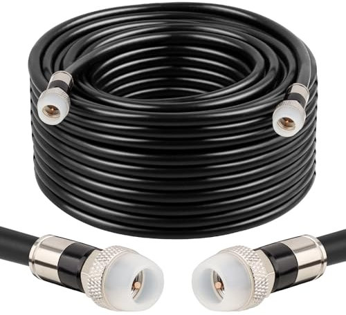 MOOKEERF Cavo coassiale RG6 da 15 m, cavo coassiale a bassa perdita RG6 75 Ohm con connettore in gomma impermeabile tipo F, cavo coassiale RG6 per antenna TV digitale, Internet ad alta velocità, banda