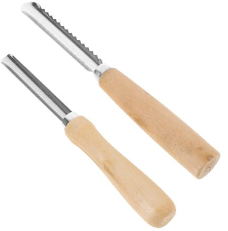 SHOWERORO 2stücke Edelstahl Obst Corer Birne Core Remover Werkzeug Mit Holz Griff Fuer Kirschen Datteln Tomaten Und Obst Gemuese