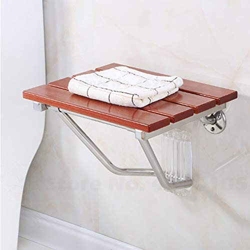 BomDog Klappbare Wand-Duschhocker Wandmontierter Holz-Klapp-Duschsitz Holz-Wechsel-Schuh-Hocker Edelstahlhalterung