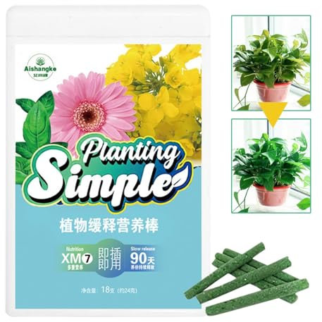 Cibo per piante d'appartamento Spike: bastoncini di fertilizzante organico per piante da interno e in vaso | 18 Barrette Nutrizionali a Rilascio Lento per Piante da Interno e Fiori